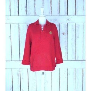 Thick ribbed red cotton Ralph Lauren pullover sweater